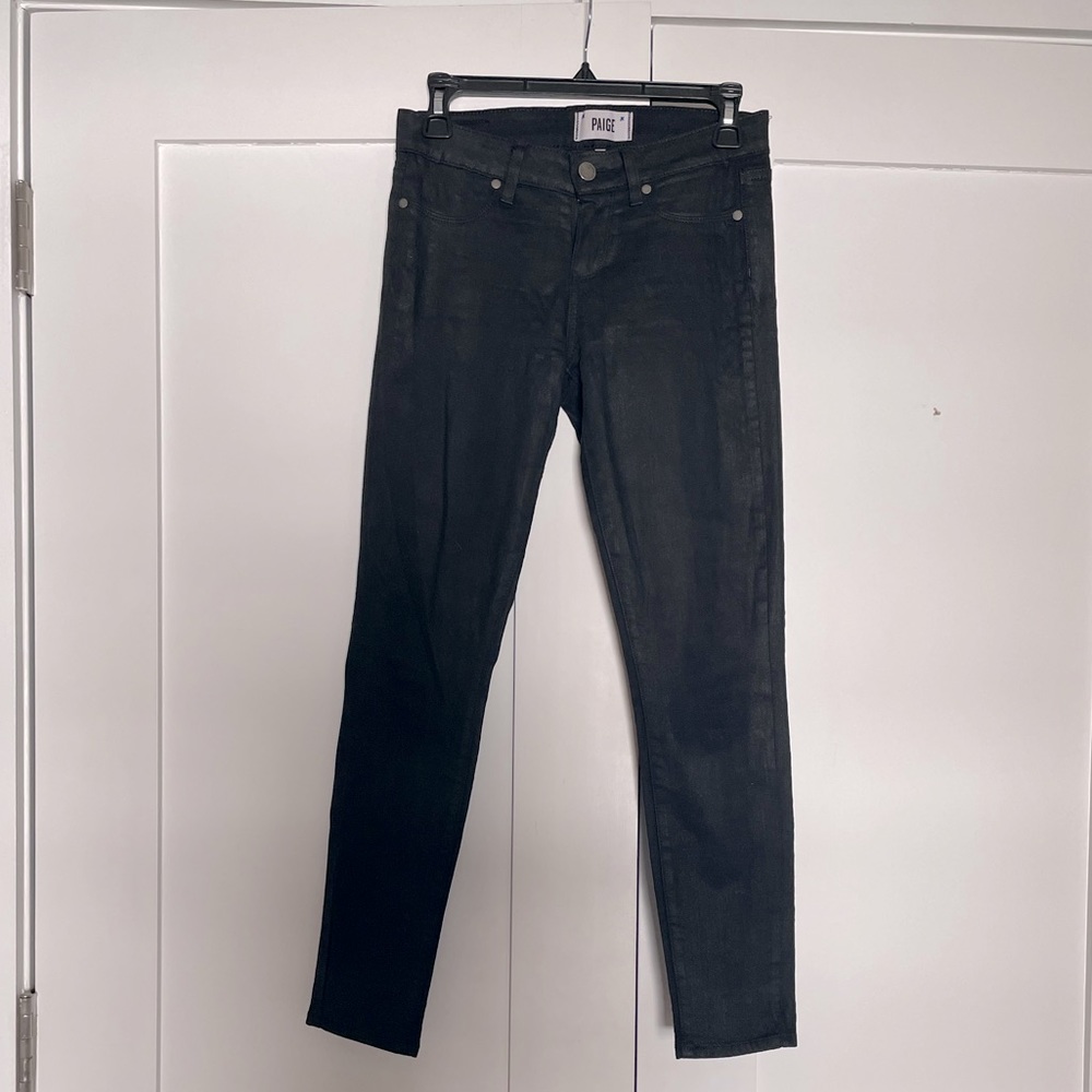 Paige Black Waxxed Straight Leg Pants size 26